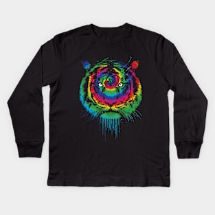 Tiger tie dye Kids Long Sleeve T-Shirt